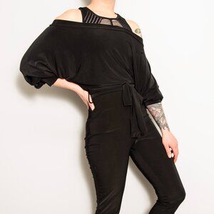 Slinky Black Off-the-Shoulder Jumpsuit